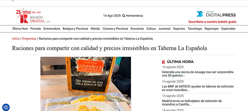 Region Digital - Raciones para compartir con calidad y precios irresistibles en Taberna La Española Region Digital - Raciones para compartir con calidad y precios irresistibles en Taberna La Española